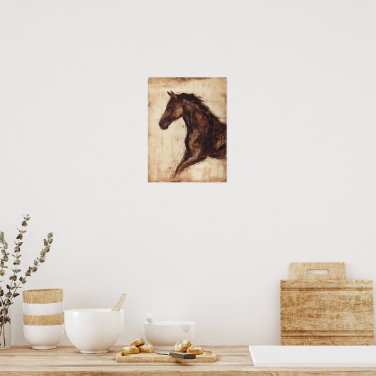 Profiel van bruine wilde paarden poster (Keuken)