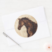 Profiel van bruine wilde paarden ronde sticker (Envelop)