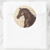 Profiel van bruine wilde paarden ronde sticker (Tas)