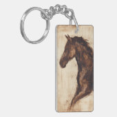 Profiel van bruine wilde paarden sleutelhanger (Voorkant Links)