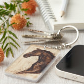 Profiel van bruine wilde paarden sleutelhanger (Voorkant Rechts)