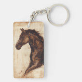 Profiel van bruine wilde paarden sleutelhanger (achterkant)