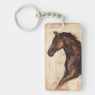 Profiel van bruine wilde paarden sleutelhanger