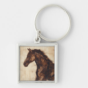 Profiel van bruine wilde paarden sleutelhanger