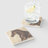 Profiel van bruine wilde paarden stenen onderzetter (Zijkant)