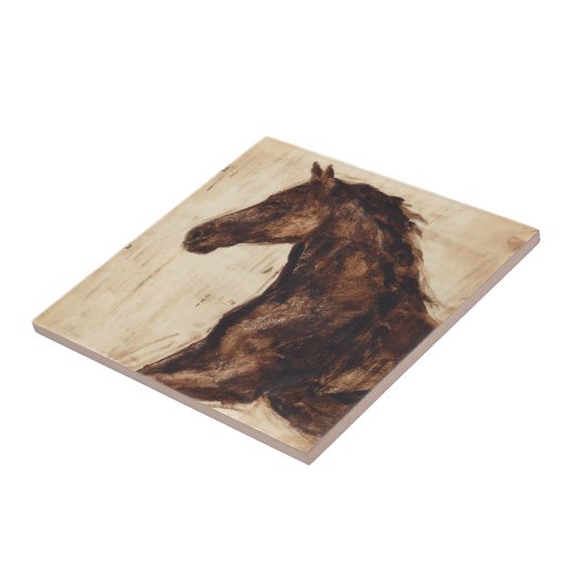 Profiel van bruine wilde paarden tegeltje (Zijkant)