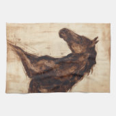 Profiel van bruine wilde paarden theedoek (Horizontaal)