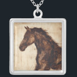 Profiel van bruine wilde paarden zilver vergulden ketting<br><div class="desc">De schoonheid van dit donkere paard wordt perfect vastgelegd door twee eenvoudige kleuren: bruin en beige en de scherpte van de inkt die in dit schilderij wordt gebruikt, maakt het nog realistischer. Deze hedendaagse kunstfoto, die een profiel van een bruine hengst vertegenwoordigt, voegt een personage toe aan elke woonkamer, eetkamer...</div>