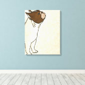 Profiel van de Franse Bulldog die omhoog kijkt Canvas Afdruk (Insitu (Houten vloer))