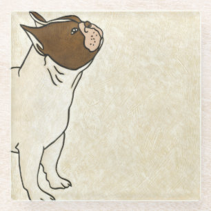 Profiel van de Franse Bulldog die omhoog kijkt Glazen Onderzetter