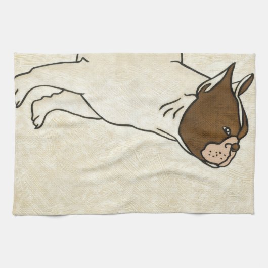 Profiel van de Franse Bulldog die omhoog kijkt Theedoek (Horizontaal)