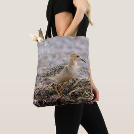 Profiel van een Buff-Borstzandloper op het Strand Tote Bag