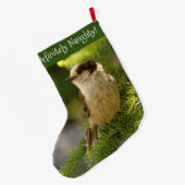 Profiel van een Cute Gray Jay / Whiskeyjack Songbi Grote Kerstsok (Achterkant (Hangend))