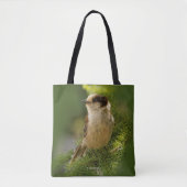 Profiel van een Cute Gray Jay / Whiskeyjack Tote Bag (Voorkant)
