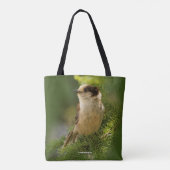 Profiel van een Cute Gray Jay / Whiskeyjack Tote Bag (Achterkant)