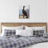 Profiel van een dubbelkuif-aalscholver canvas afdruk (Insitu (Slaapkamer))