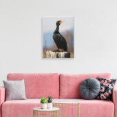Profiel van een dubbelkuif-aalscholver canvas afdruk (Insitu (Woonkamer))
