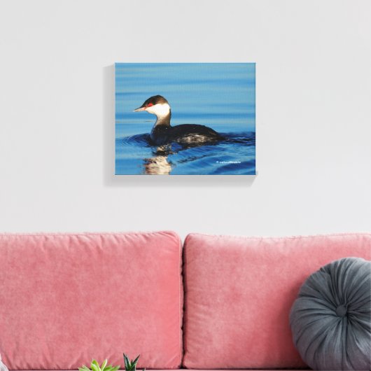 Profiel van een Gehoornde Grebe Canvas Afdruk (Insitu (Woonkamer))