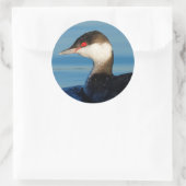 Profiel van een Gehoornde Grebe Ronde Sticker (Tas)