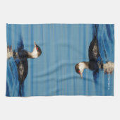 Profiel van een Gehoornde Grebe Theedoek (Horizontaal)