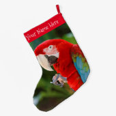 Profiel van een  groene Macaw Bird Grote Kerstsok (Achterkant (Hangend))