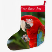 Profiel van een  groene Macaw Bird Grote Kerstsok (Achterkant)