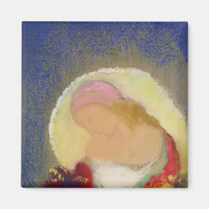 profiel van een meisje met bloemen, c.1900 magneet