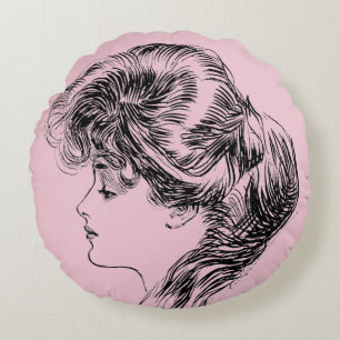 Profiel van een meisje van Gibson, 1903 Rond Kussen