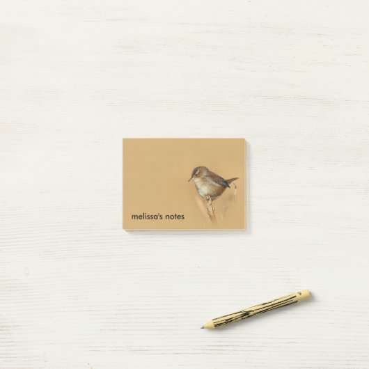 Profiel van een mooie Marsh Wren Post-it® Notes (Op bureau)