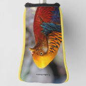 Profiel van een rode gulden fazant golfheadcover (Draai 90)