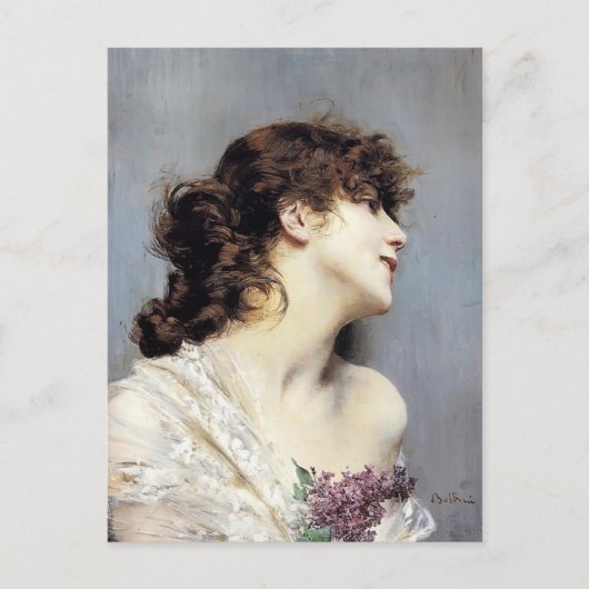 Profiel van Giovanni Boldini, een jonge vrouw Briefkaart (Voorkant)