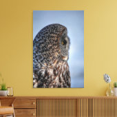 Profiel van Great Grey Owl Wildlife Fotoportret Canvas Afdruk (Insitu (Woonkamer))