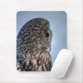 Profiel van Great Grey Owl Wildlife Fotoportret Muismat (Met muis)