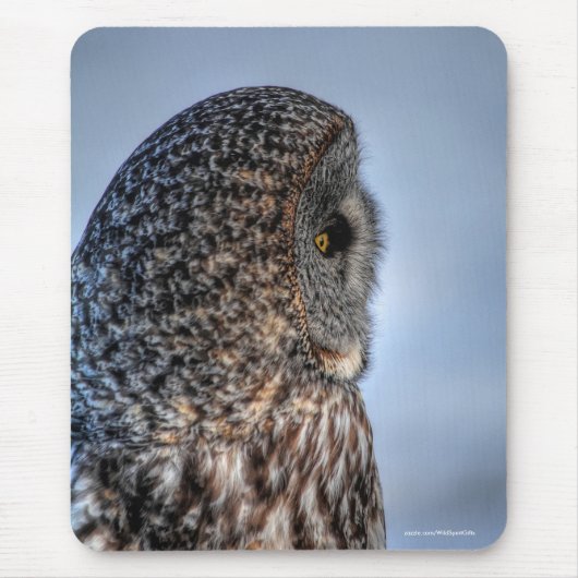 Profiel van Great Grey Owl Wildlife Fotoportret Muismat (Voorkant)