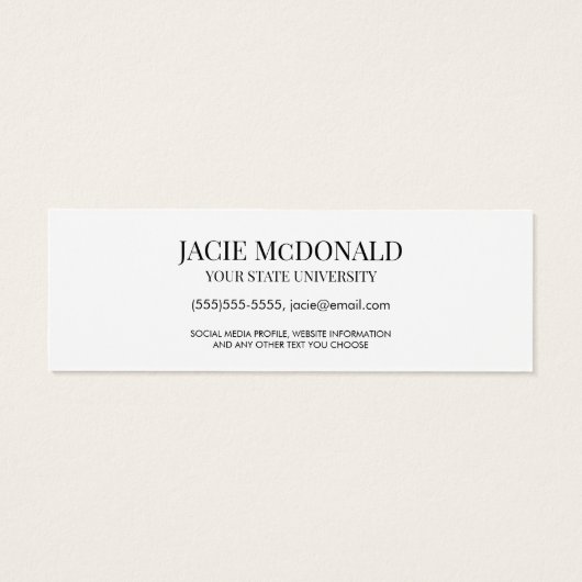 Profiel van modern Afstuderen invoegen: White Mini Visitekaartjes (Achterkant)