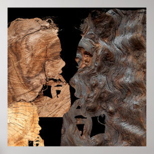 Profiel van ondoorzichtige vrouw - hout poster