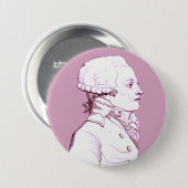 Profiel van Robespierre in Roos Ronde Button 7,6 Cm (Voorkant /achterkant)