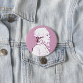 Profiel van Robespierre in Roos Ronde Button 7,6 Cm (In situ)