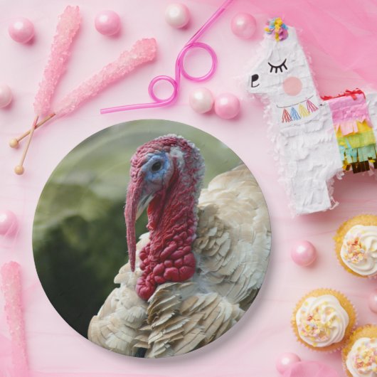 Profiel van Turkije: wit hoofd Foto Papieren Bordje (Feest)