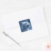 Profiel van Witte Tijger Onder Sterrennachtelijke  Vierkante Sticker (Envelop)
