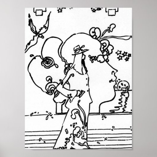  profiel van zwart-wit tekenfiguren poster (Voorkant)