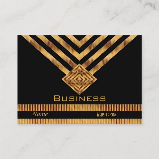 Profiel Visitekaartje Retro Zwart Gouden Streep (Voorkant)