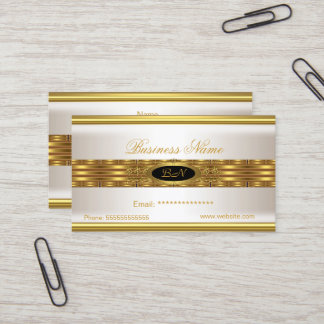 Profiel Zakelijk Crème Goud Monogram Zwart Visitekaartje