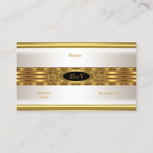 Profiel Zakelijke Crème Goud Monogram Zwart Visitekaartje (Achterkant)