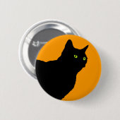 Profiel zwarte kat op Sinaasappel Ronde Button 5,7 Cm (Voorkant /achterkant)