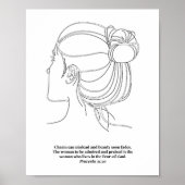 Profielen 31:30 Womans Face Line Art Sketch Black  Poster (Voorkant)