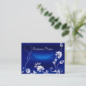 Profielkaart Royal Blue Floral Delight Design Visitekaartje (Staand voorkant)