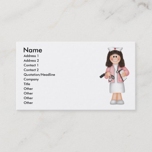 Profielkaart van de verpleegkundige visitekaartje (Voorkant)