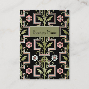 Profielkaart Vintage Roze Zwart Bloemmotief Visitekaartje