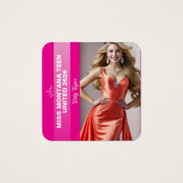 Profielkaart voor pageant-titelhouder | Color Pop  Vierkante Visitekaartjes
